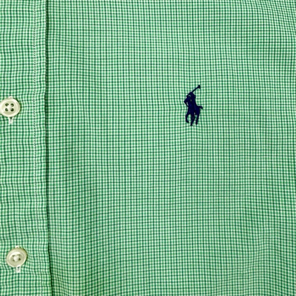 Ralph Lauren Yarmouth Shirt 16.5 32/33 Mens L Green Gingham Check Cotton Pony - Picture 5 of 11